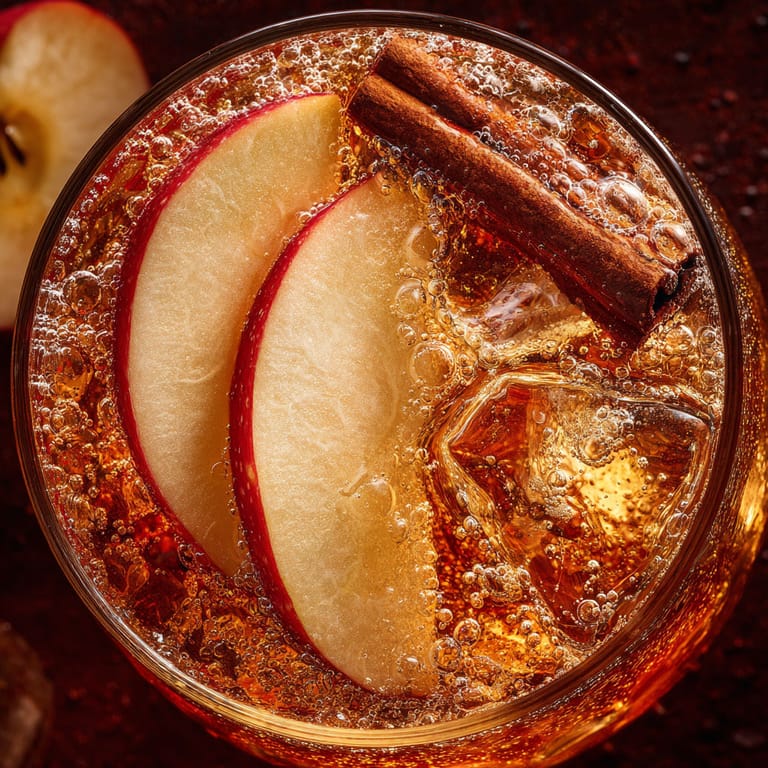 A glass of apple ginger sparkler.