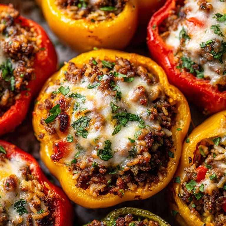 A close up of a variety of peppers with different toppings.
