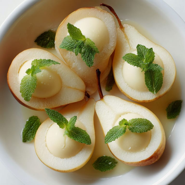 A bowl of fruit with mint leaves on top.