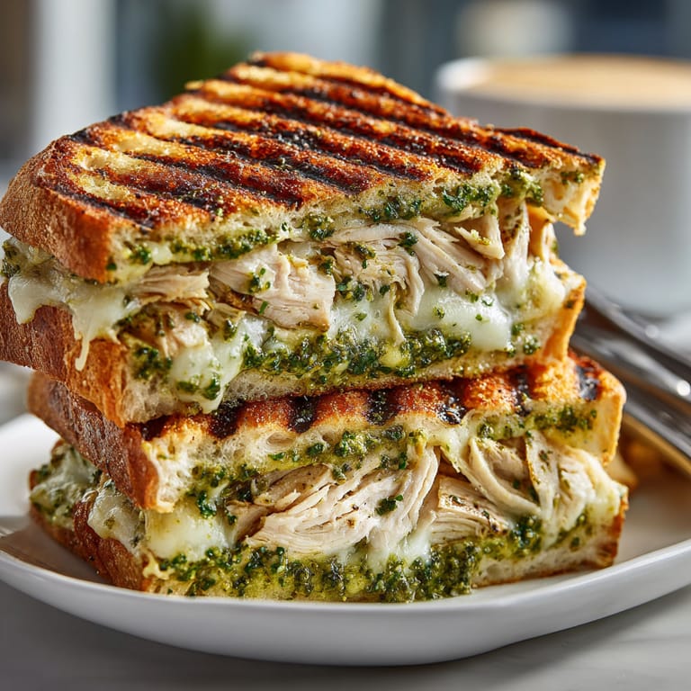 A sandwich with meat and cheese on a plate.