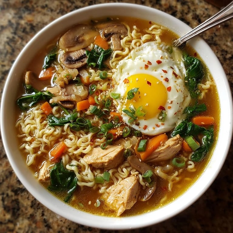 Easy Canned Soup Ramen Upgrade bubbling in a saucepan, ready to eat.