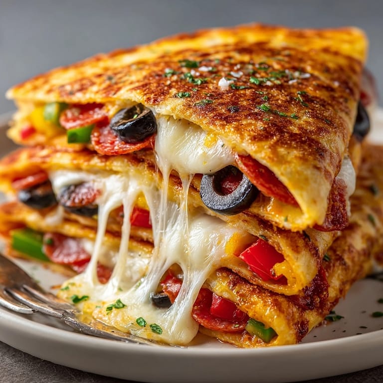 Easy Pizza Tortilla Hack: warm, crispy tortilla folded with savory pizza fillings.