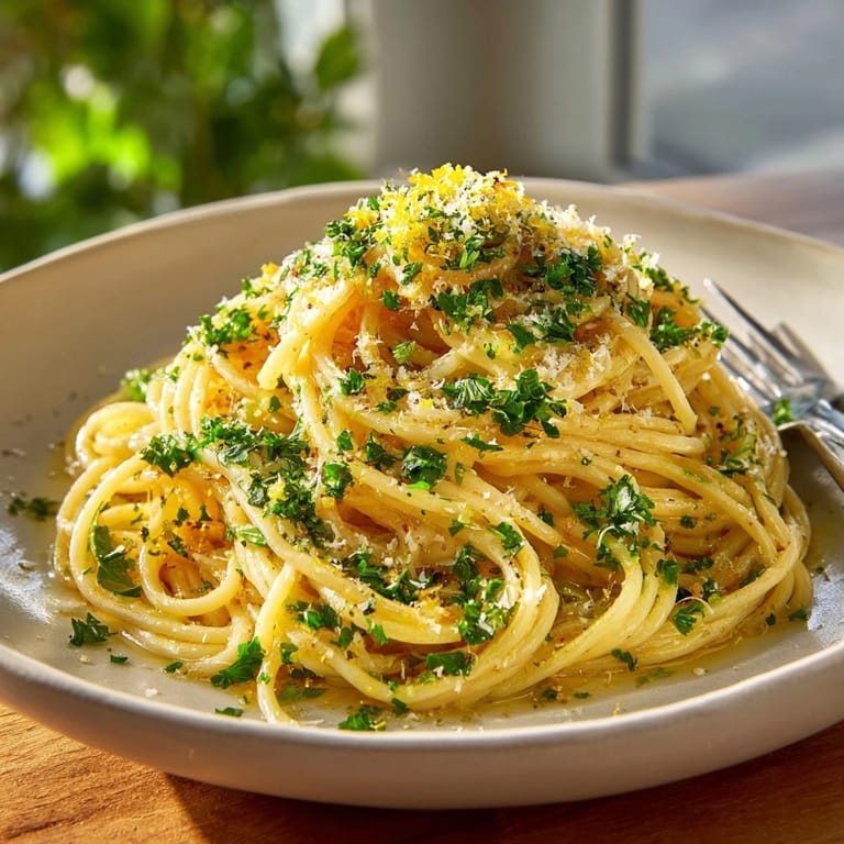 A steaming plate of Garlic Butter Pasta with Parmesan, inviting and ready for a weeknight dinner.