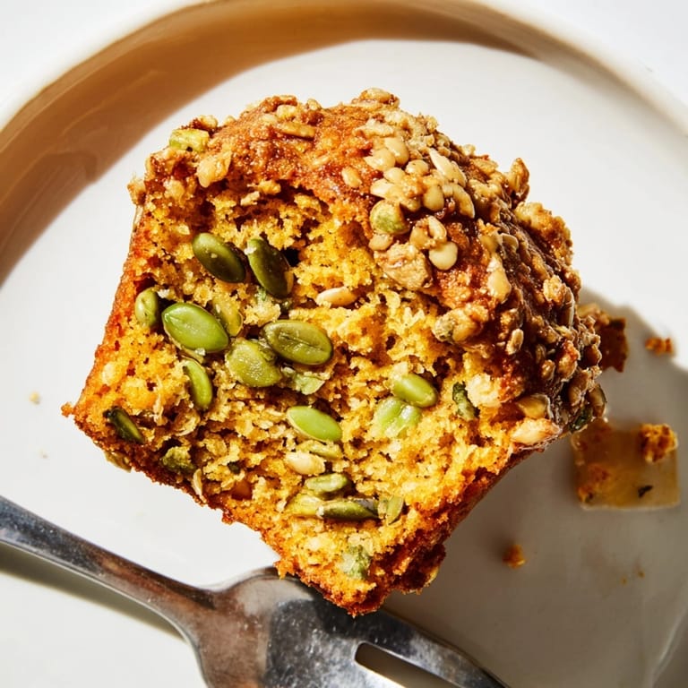 Just-baked Crispy Edamame Pumpkin Muffins, showing plump green edamame nestled in soft batter.