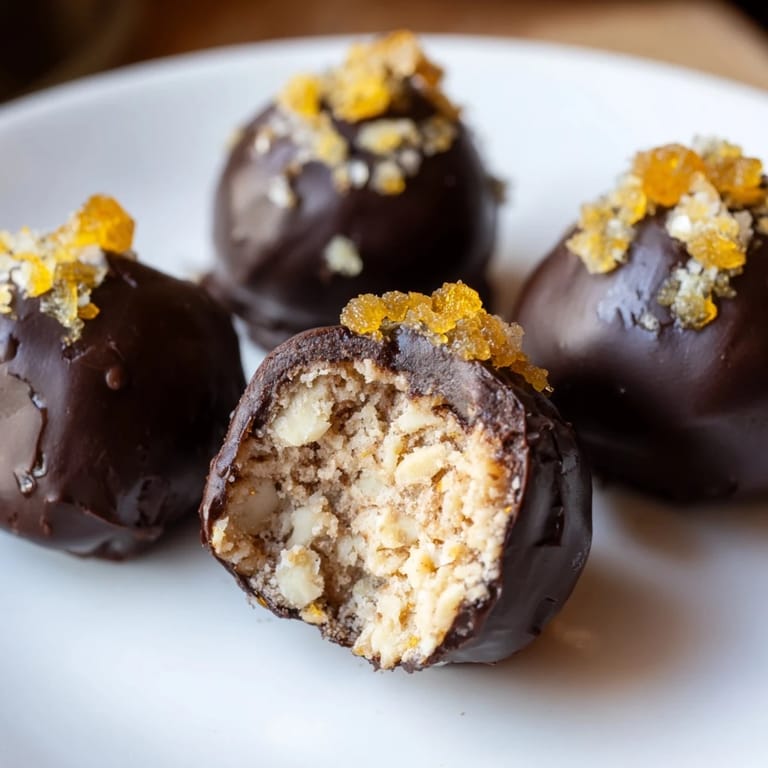 Decadent Cinnamon Ginger Ricotta Truffles topped with cinnamon, ideal for a cozy dessert.