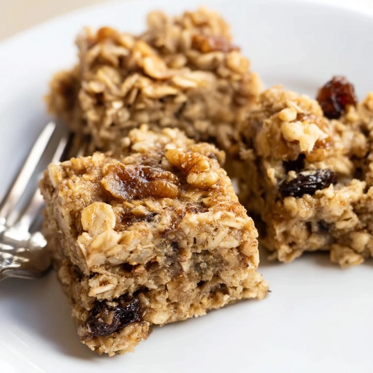 Baked Brown Sugar & Cinnamon Oatmeal Bake served with fresh fruit and creamy yogurt.  