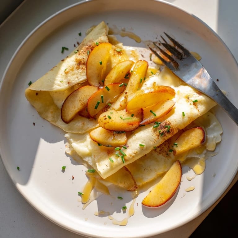 Warm breakfast tacos loaded with sautéed apples, creamy Brie, and cinnamon sweetness.  