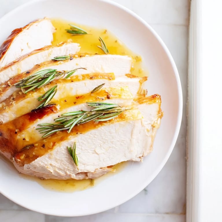 Aromatic, roasted Limoncello-Glazed Roast Turkey Breast, ready to slice for a delightful holiday meal.