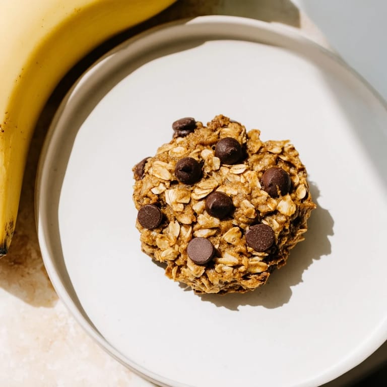 A stack of warm oat-banana chocolate chip cookies offers a delicious bite alongside a comforting glass of milk.