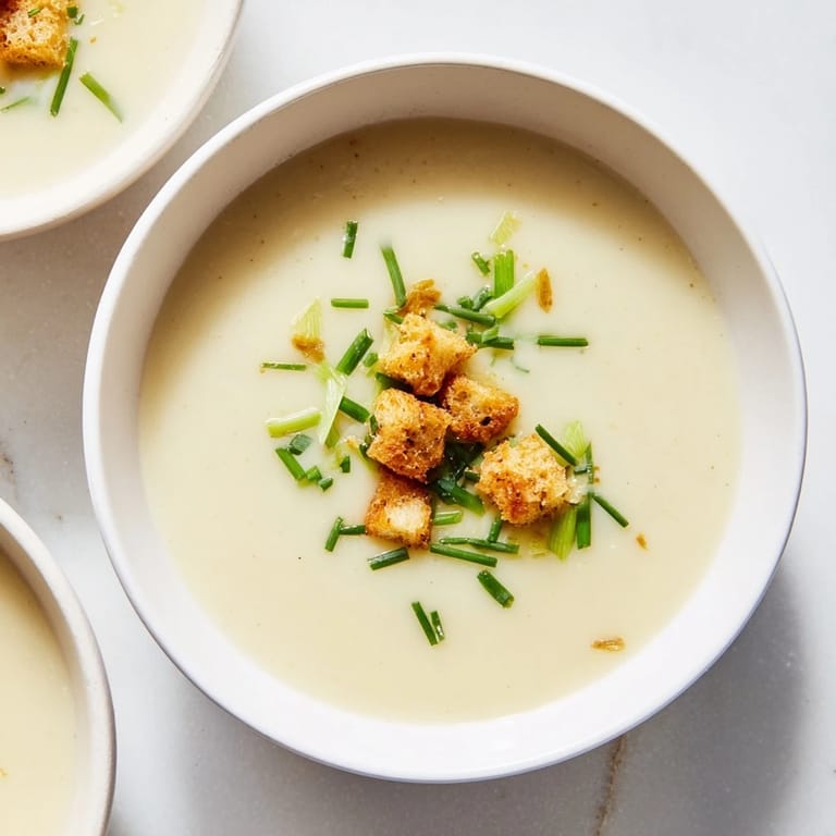 Imagine a velvety smooth, fragrant Potato Leek Soup, perfect for a cozy, comforting lunch.