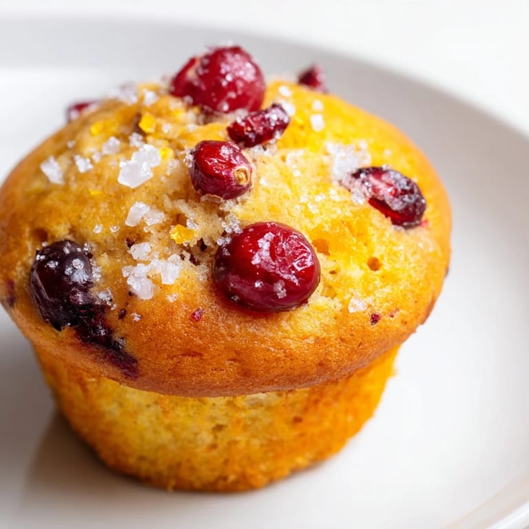 Freshly baked, warmly lit quick festive cranberry orange muffins, perfect for a special treat.