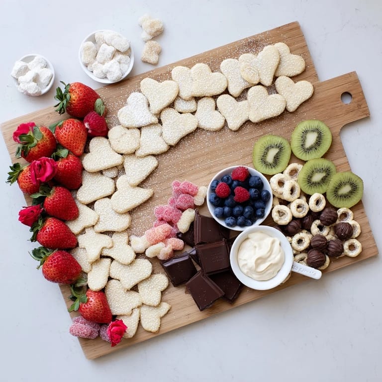 Indulge your senses with this Love Letter Dessert Board, overflowing with sweet treats and fresh fruit.
