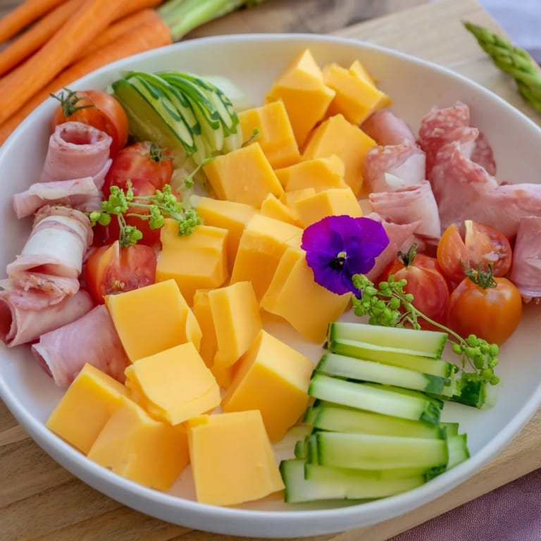Beautiful Dragonfly Dance Appetizer Tray with an appetizing mix of crackers, dips, and meats.