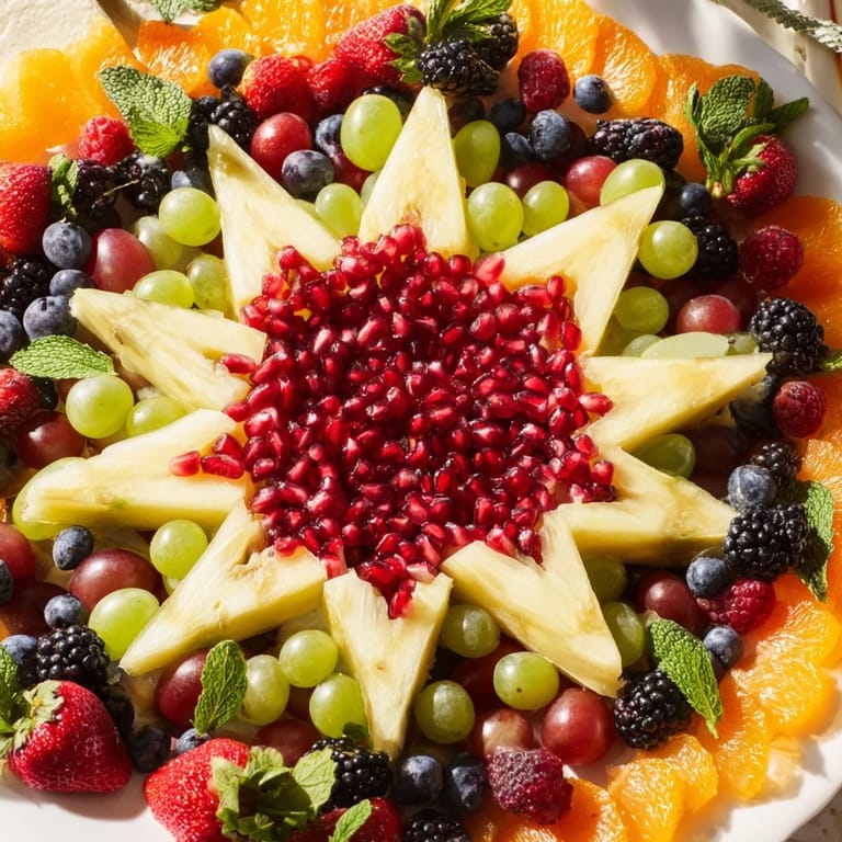 See the beautiful starburst design of the Pomegranate Platter, offering a refreshing and healthy snack option.