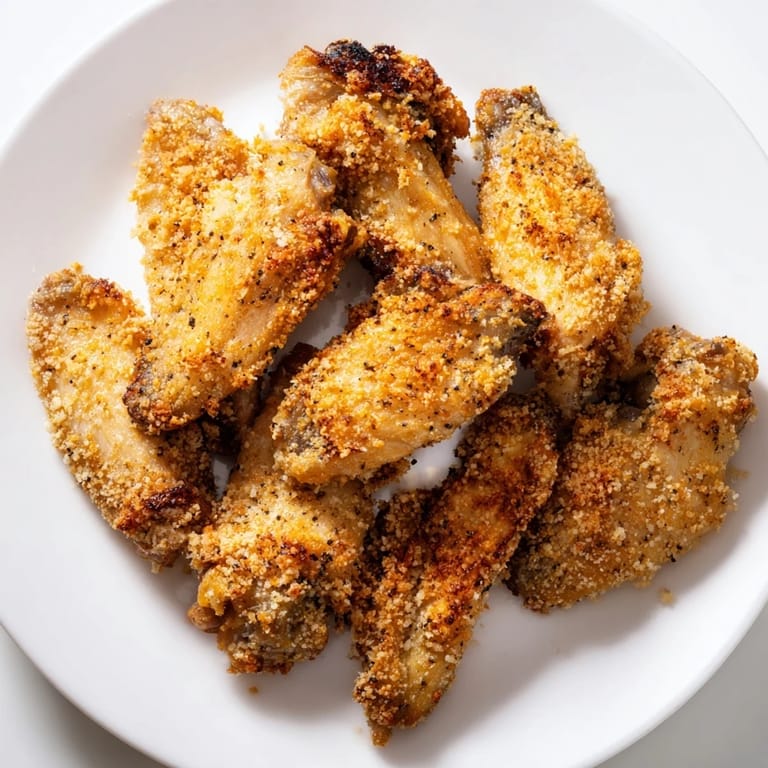 Tempting Baked Parmesan Chicken Wings, ready to serve with a satisfying crunch and savory Parmesan flavor.