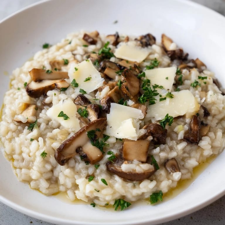 A bowl of Italian Mushroom Risotto: rich, comforting textures and flavors in every spoonful.