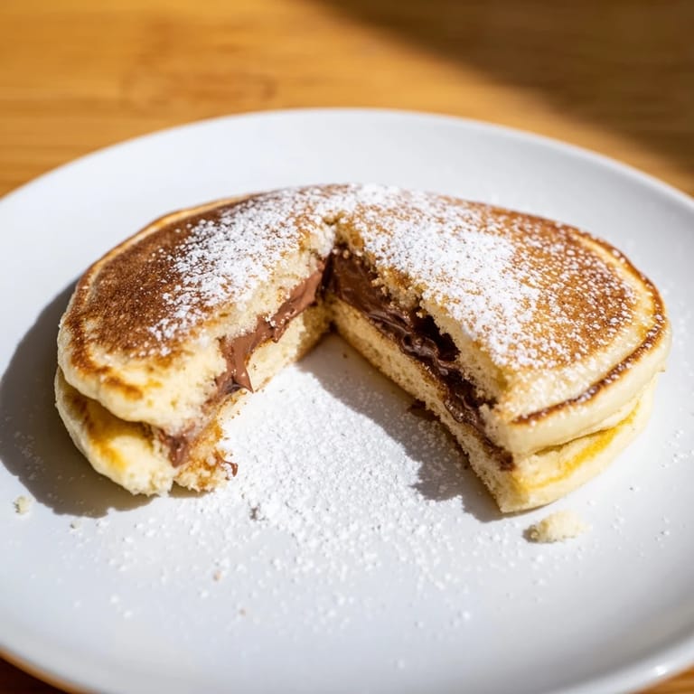 Melted Nutella center encased in perfectly cooked pancakes, a delicious brunch treat.