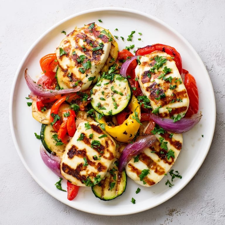 Imagine a vibrant plate of grilled Halloumi Cheese Steaks, ready to eat with fresh parsley and lemon.