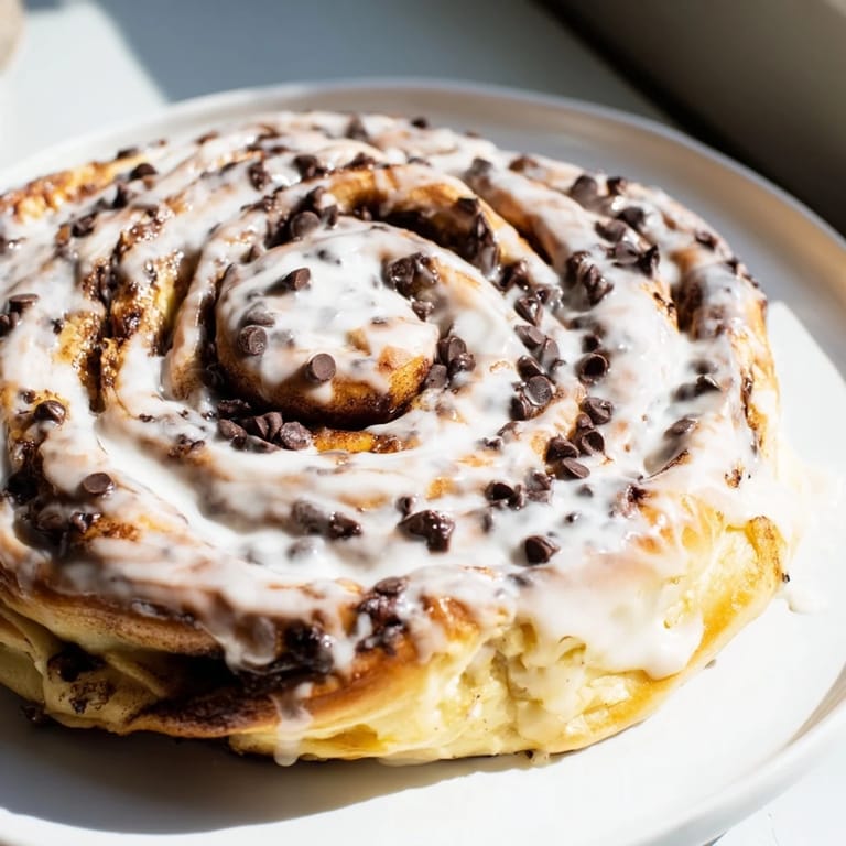 A close-up of golden brown Nutella Chocolate Chip Rolls, swirled generously with Nutella and dotted with chocolate chips.