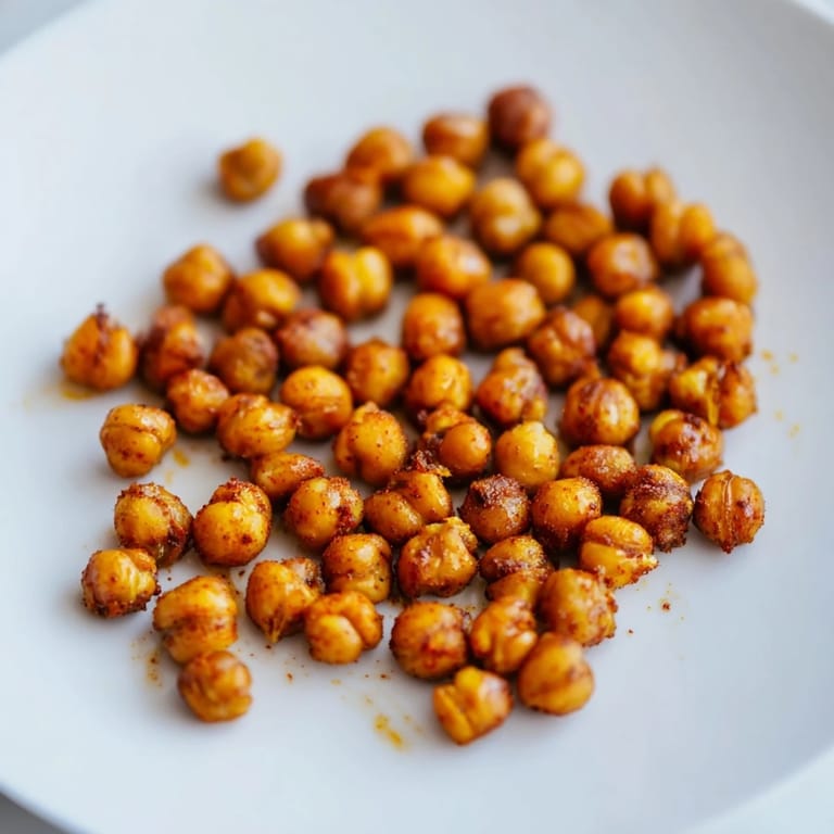 A close-up of Crispy Chickpea Snack with glistening olive oil and spices, perfect for healthy snacking.  