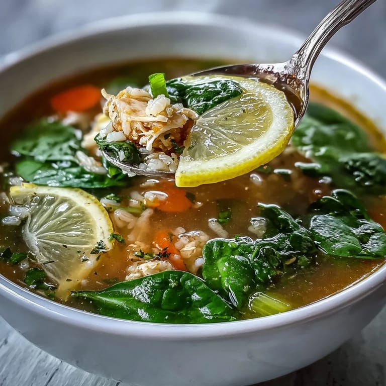 A comforting bowl of One-Pot Lemon Chicken Rice Soup brimming with colorful veggies, juicy chicken, and zesty lemon flavor.
