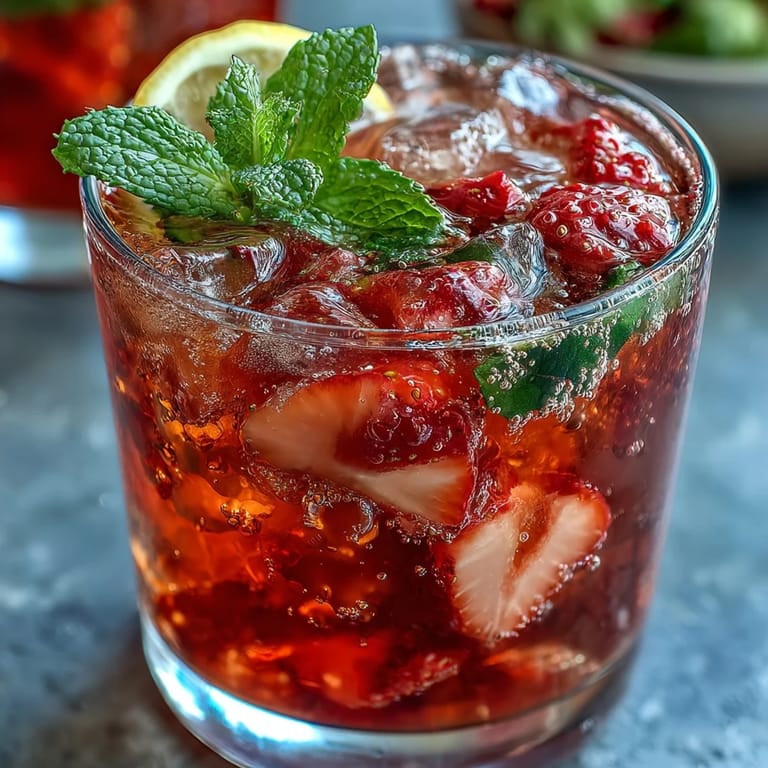 An easy, vegan-friendly Sparkling Strawberry Mocktail with a burst of fresh fruit flavor, ideal for brunch or afternoon refreshment.