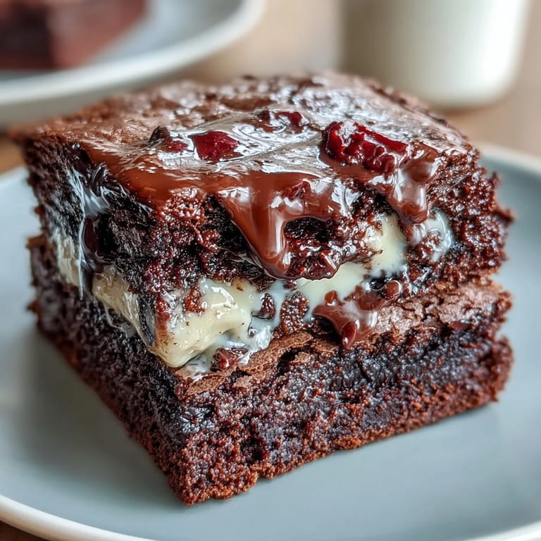 Decadent brownies swirled with sourdough starter, espresso, and three types of chocolate, baked to perfection with a glossy top.