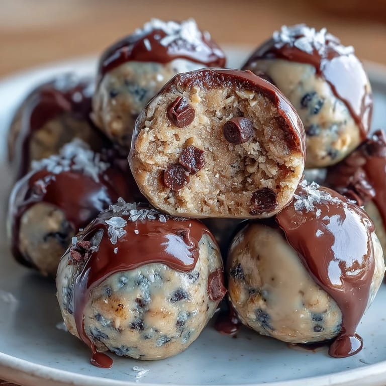 Protein-packed cookie dough bites with vanilla flavor, oats, and nut butter for a guilt-free treat.