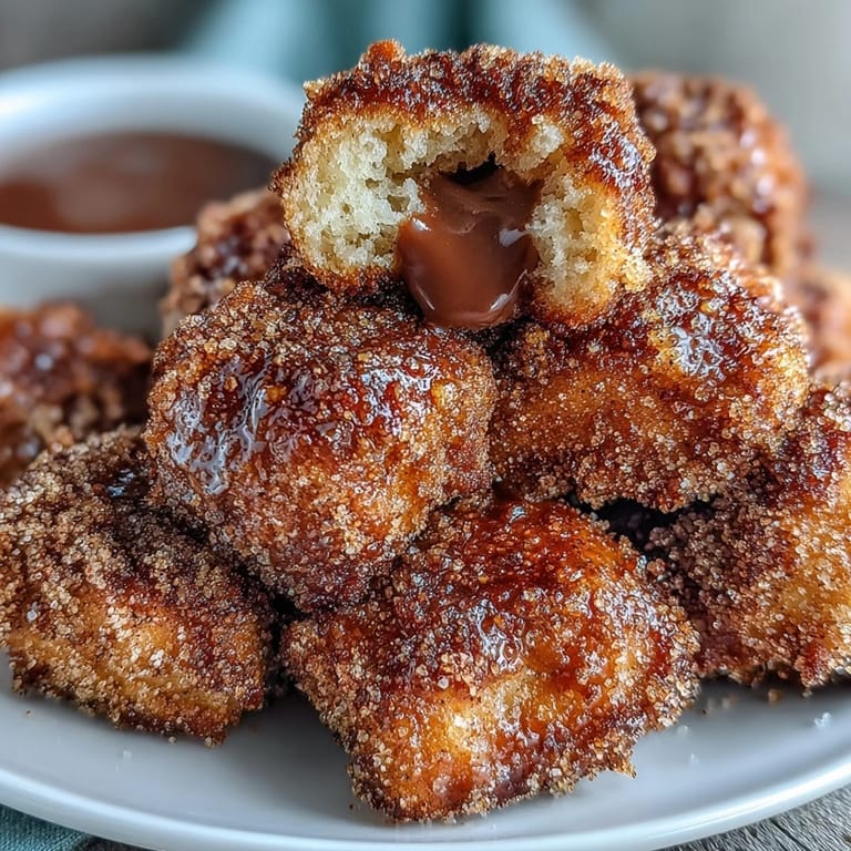 Bite-sized churro treats, crispy and tender, tossed in cinnamon sugar and paired with rich, velvety chocolate sauce for Cinco de Mayo.  