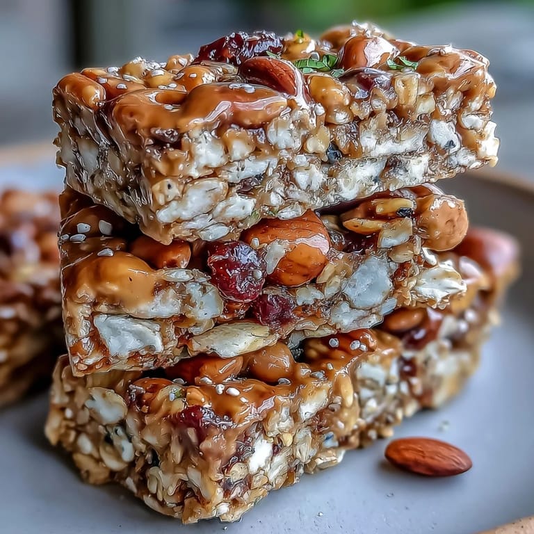 Chewy, homemade No-Bake Granola Energy Bars packed with nuts and dried fruit for a nutritious boost.