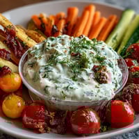 Vibrant veggie cups filled with crisp carrots, cucumber, and bell peppers served with creamy Greek yogurt ranch dip for a healthy summer snack.