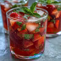 Vibrant strawberry mint mocktail pitcher with fresh berries, cooling mint, and citrus slices, perfect for spring gatherings.